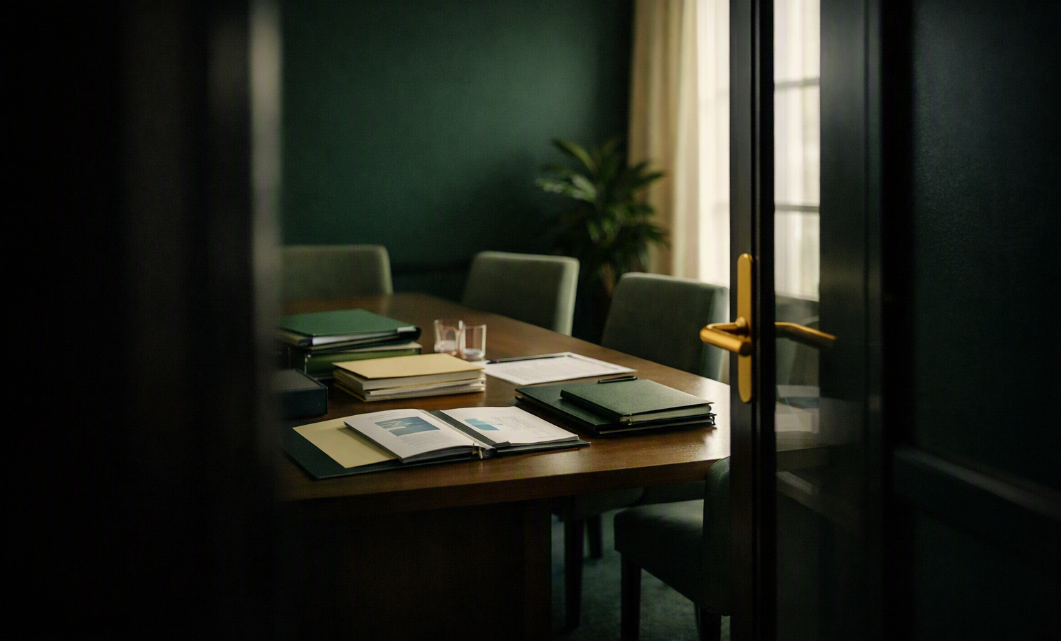 Socio minoritario ante una mesa con las cuentas de la empresa fuera de su alcance